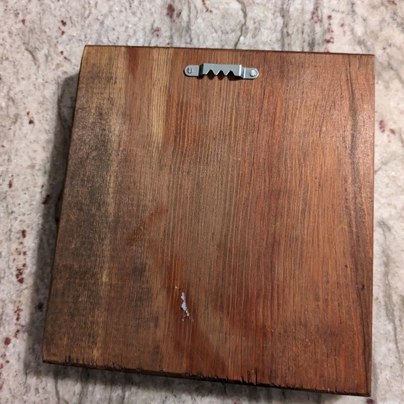 Vintage SQ. Wood Framed Round Ceramic Owl Tile Wall Decor Cabin Brown & White - Picture 4 of 7